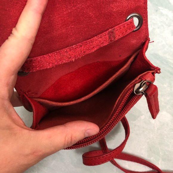 ALTERNATIVE red mini crossbody leather handbag - Picture 5 of 5